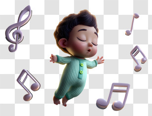 Baby Sleep In Music - Sleeping Baby With Music Notes Transparent PNG