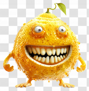 Lemon - Funny Orange Monster Character Transparent PNG