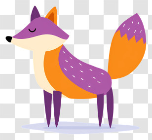 Purple Cartoon Animal - Purple Fox Cartoon Illustration Transparent PNG