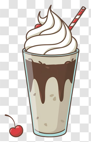 Chocolate Milkshake - Delicious Milkshake With Whipped Cream And Cherry Transparent PNG