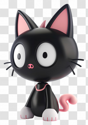 Kuromi - Black Cartoon Cat With Pink Accents Transparent PNG