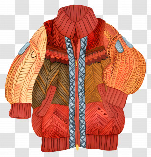 Winter Coat - Colorful Knitted Jacket Illustration Transparent PNG