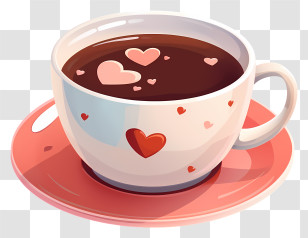 Coffee Cup - Coffee Cup With Hearts Transparent PNG