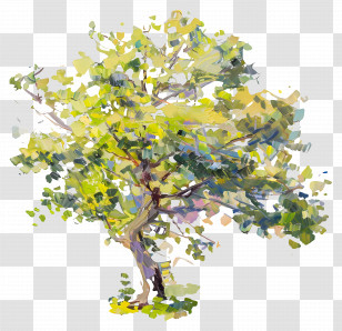Oil Painting - Abstract Green Tree Painting Transparent PNG