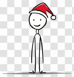 Christmas Stick Figure - Stick Figure Dressed In Santa Hat For Christmas Transparent PNG