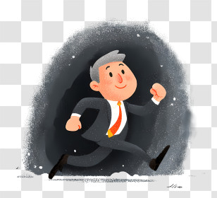 Escaped From Dark Cave - Running Man In A Suit Transparent PNG
