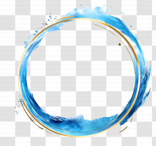 Blue Circle Frame - Blue Watercolor Circular Frame Transparent PNG