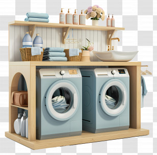 Laundry Area With Washing Machines - Stylish Laundry Area With Washing Machines Transparent PNG