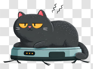 Cat Lying On Robot Vacuum Cleaner - Grumpy Cat On Robot Vacuum Transparent PNG