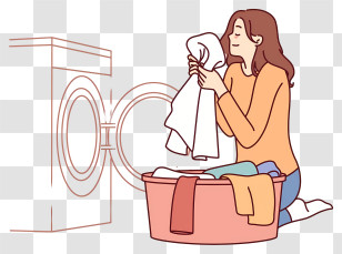 Washing Machine - Woman Doing Laundry With Washing Machine Transparent PNG