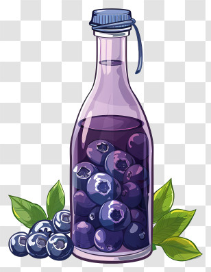 Food Drinks - Blueberry Juice In A Bottle Transparent PNG