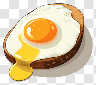 Doodle Style Poached Egg - Fried Egg On Toast Illustration For Food Design Transparent PNG