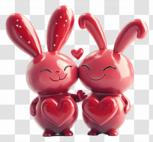 Valentines Day - Adorable Red Bunny Couple Transparent PNG