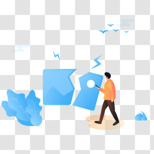 Paper Wall - Person With Broken Blue Image Transparent PNG