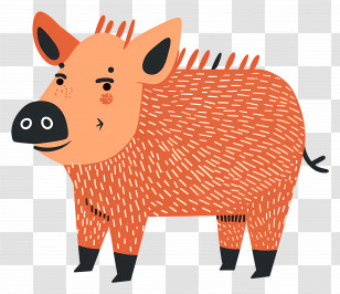 Cute Boar - Orange Boar Cartoon Illustration Transparent PNG