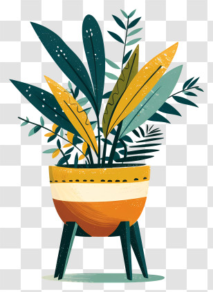 Modern Flower Pot - Decorative Houseplant In Painted Pot Transparent PNG