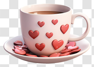Coffee Cup - Heart Cup With Saucer Transparent PNG
