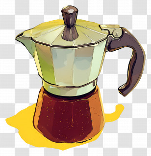 Coffee Pot - Coffee Moka Pot Retro Style Illustration Transparent PNG