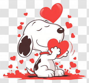 Snoopy Love - Cute Cartoon Dog Loving Hearts Transparent PNG
