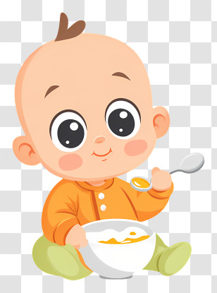 Cute Baby Eating Food - Baby Eating With Spoon Transparent PNG