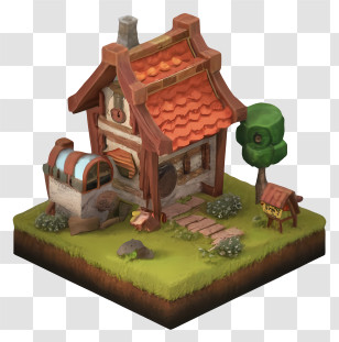 Small Stone House - Cute Cartoon House With Lovely Garden Transparent PNG