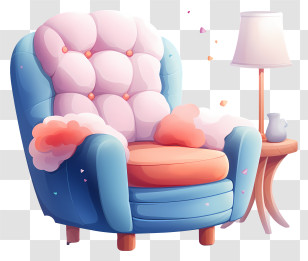 Chair Cushions - Cute Armchair With Side Table And Lamp Transparent PNG