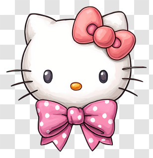 Hello Kitty Ribbon - White Cat With Pink Bow Cartoon Character Transparent PNG