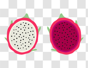 Food - Dragon Fruit Halves Transparent PNG