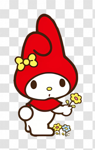 My Melody - Red Hooded Bunny With Flower Transparent PNG