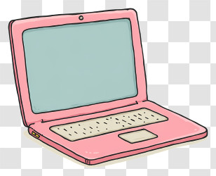 Cartoon Laptop - Open Laptop With Pink Accents Transparent PNG