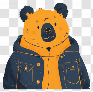 Bear - Cute Bear In Warm Jacket Transparent PNG
