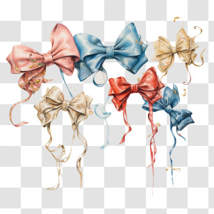 Bow Day - Colorful Vintage Decorative Bows Transparent PNG