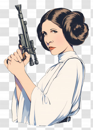 Princess Leia - Woman Holding Blaster Illustration Transparent PNG