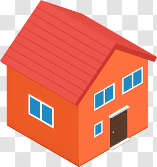 Icon - Orange House With Red Roof Transparent PNG