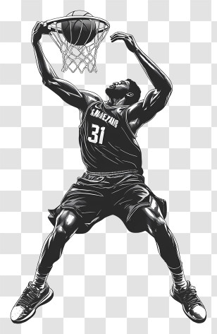 Slam Dunk - Dynamic Basketball Player Dunking Transparent PNG