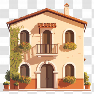 Italian House - Mediterranean Style House Transparent PNG