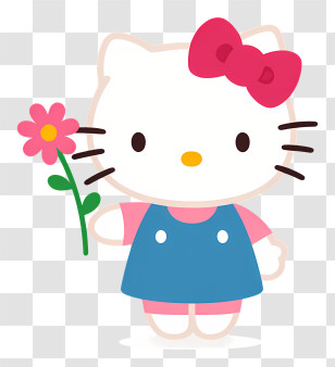 Hello Kitty Flower - Hello Kitty Holding A Flower Transparent PNG