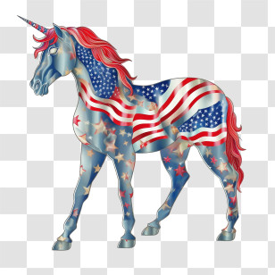 Fourth Of July
 - American Flag Unicorn Artwork Transparent PNG