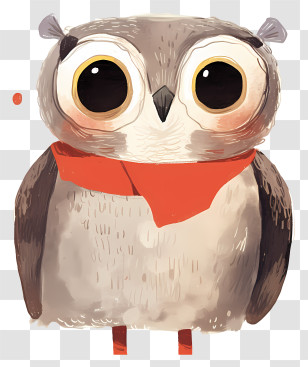 Baby Owl - Cute Owl With Red Scarf Transparent PNG