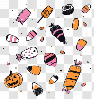 Halloween Candy - Halloween Candy Doodles Transparent PNG