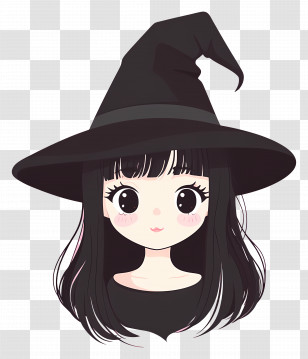 Halloween Witch - Cute Cartoon Witch With Black Hat Transparent PNG