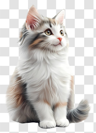 Norwegian Forest Cat - Fluffy Kitten With White Fur Transparent PNG