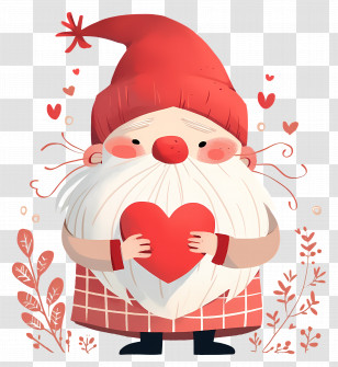 Valentines Day Gnome - Gnome Holding A Heart Illustration Transparent PNG