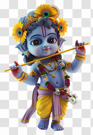 Krishna Janmashtami - Divine Blue Deity With Flute Transparent PNG