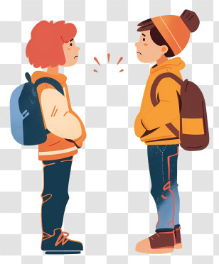 Bullying Prevention - Kids With Backpacks Talking Transparent PNG