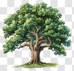 Oak Tree - Lush Green Oak Tree Illustration Transparent PNG