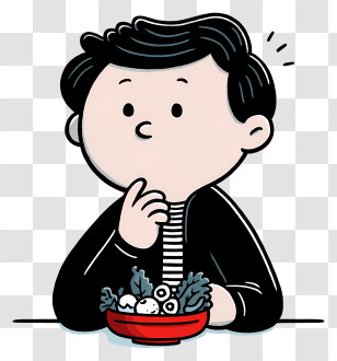Cartoon Boy Eating Food - Boy With Salad Cartoon Transparent PNG