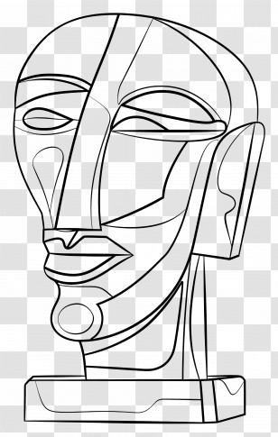 Sculpture Head - Abstract Line Art Face Transparent PNG