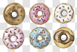 Doughnuts - Colorful Glazed Donuts With Sprinkles Transparent PNG