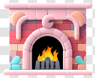 Colorful Fireplace - Cozy Brick Fireplace Transparent PNG